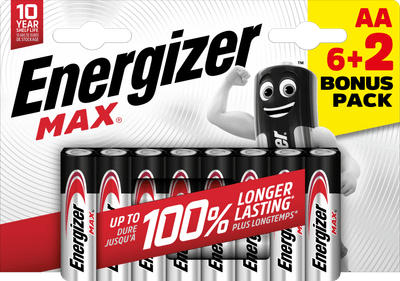 Energizer Max AA alkalické batérie 8ks (6+2) E303330200