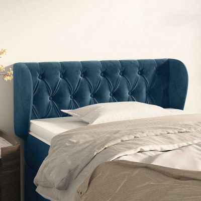 vidaXL Čelo postele so záhybmi tmavomodrá 103x23x78/88 cm zamat
