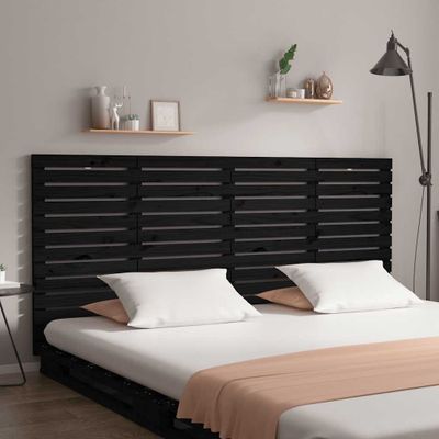 vidaXL Nástenné čelo postele čierne 156x3x91,5 cm masívna borovica