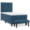 vidaXL Posteľný rám boxsping s matracom tmavomodrý 80x200 cm zamat