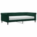 vidaXL Denná posteľ s matracom tmavozelená 100x200 cm zamat