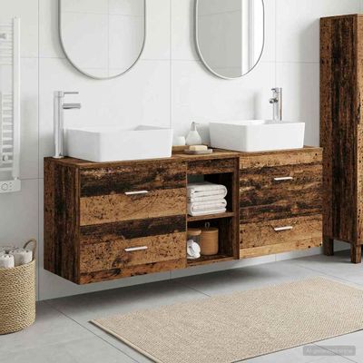 vidaXL Set kabinetov do kúpeľne 3 ks Staré drevo 53 x 34,5 x 63 cm