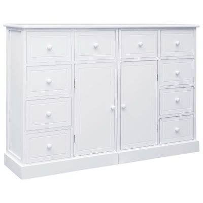 vidaXL Komoda s 10 zásuvkami biela 113x30x79 cm drevená