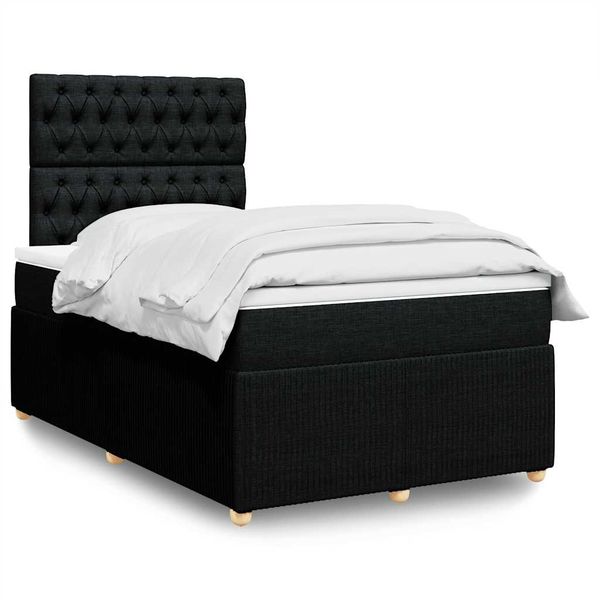 vidaXL Boxspring posteľ s matracom čierna 120x190 cm látka