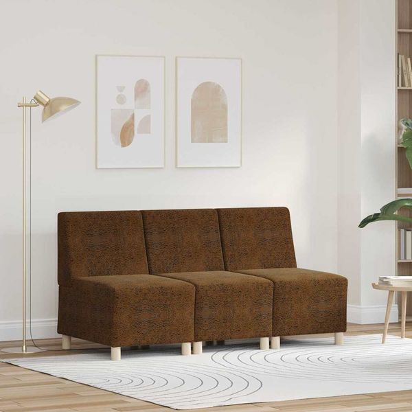 vidaXL Bezrúčková modulárna sofa jednotka 3 pcs Hnedá 55 x 74 x 82 cm