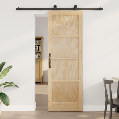 vidaXL Posuvné dvere Prírodná a čierna 73,5 x 211 cm Borovicový masív