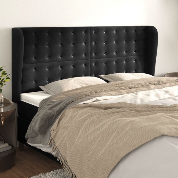 vidaXL Čelo postele so záhybmi čierne 183x23x118/128 cm zamat