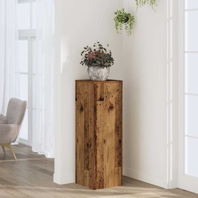 vidaXL Stojany na rastliny staré drevo 33x33x100 cm kompozitné drevo