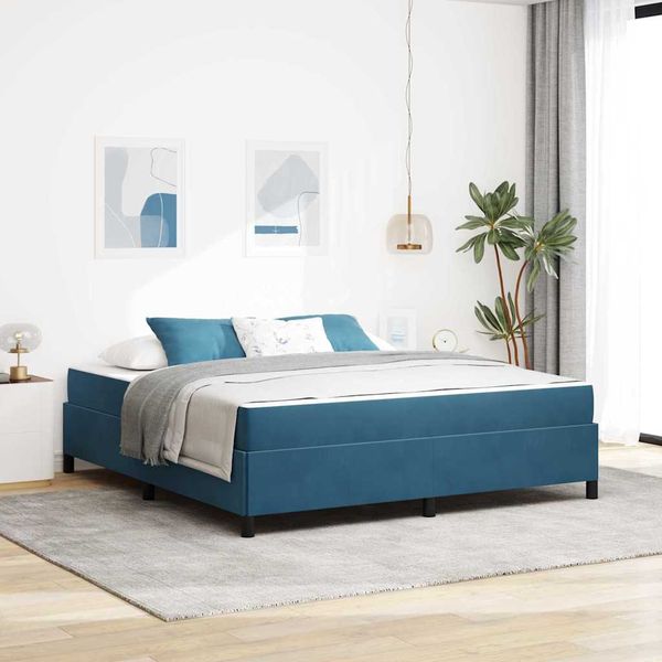 vidaXL Rám postele s matracmi Tmavomodrá 180 x 200 cm látka