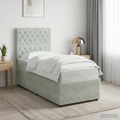 vidaXL LED boxspring posteľ s matracom Svetlosivá 80 x 200 cm Zamat