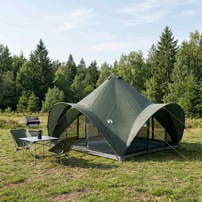 vidaXL Tipi stan Armádna zelená Pre 6 osôb Polyester a oceľ