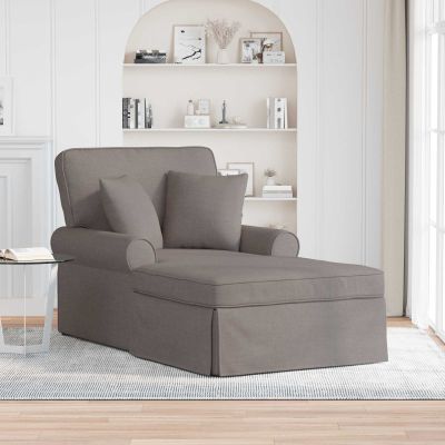 vidaXL Pufa s sukňou s vankúšom s vankúšom 3 pcs Sivohnedá látka