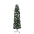 vidaXL Umelý chudý vianočný strom Zelená a biela 240 cm