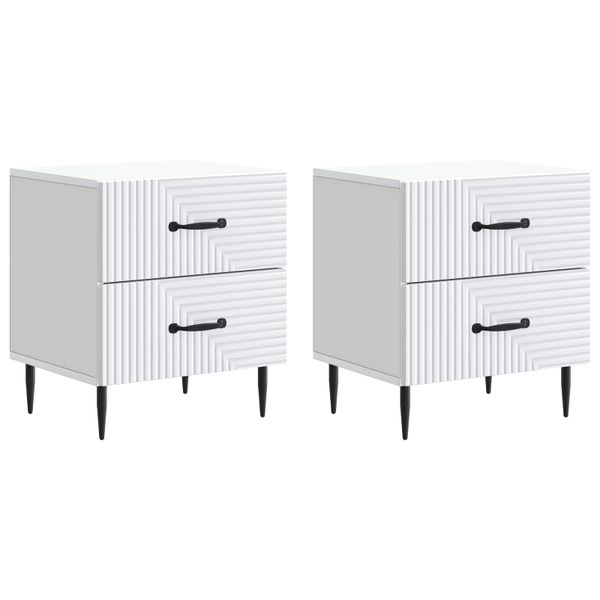 vidaXL Nočný stolík 2 pcs Biela 43 x 34,5 x 47,5 cm Kompozitné drevo