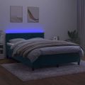 vidaXL Posteľný rám boxsping matrac a LED tmavomodrý 140x190 cm zamat