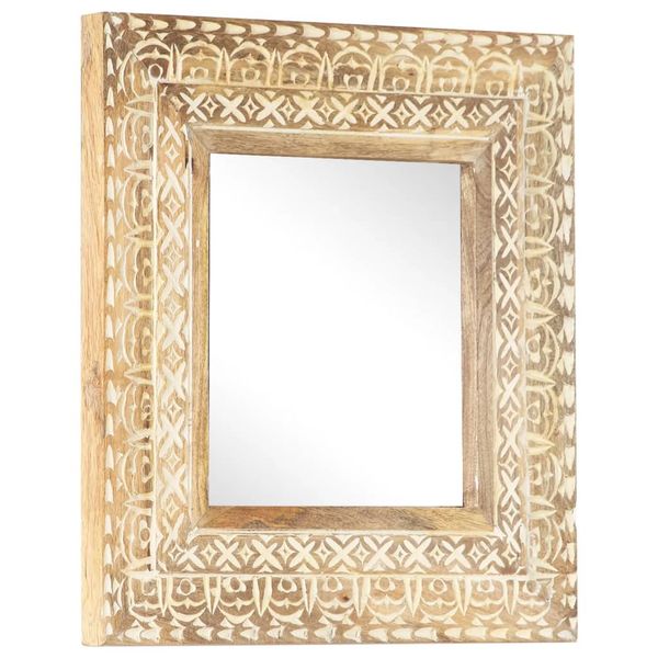 vidaXL Ručne vyrezávané zrkadlo 50x50x2,6cm masívne mangovníkové drevo