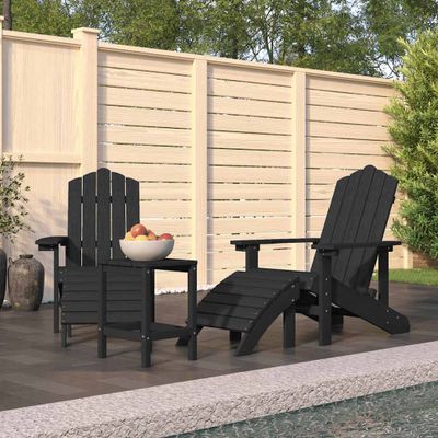 vidaXL Záhradné stoličky Adirondack s podnožkou stolíkom HDPE antracit