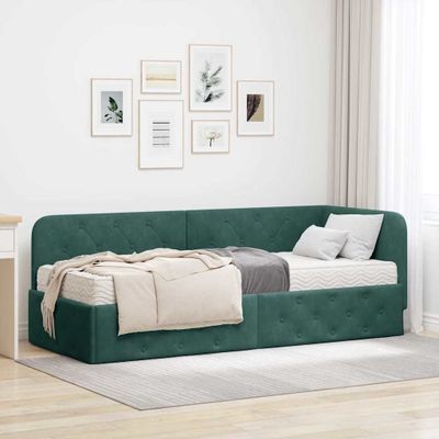 vidaXL Rohový rám postele Tmavozelená 80 x 200 cm Zamat