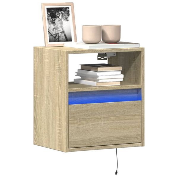 vidaXL TV nástenná skrinka s LED svetlami dub sonoma 41x31x45 cm