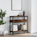 vidaXL Konzolový stolík s policou dymový dub 75x29x75 cm kompoz. drevo