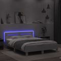 vidaXL Posteľný rám s čelom a LED biely 140x190 cm