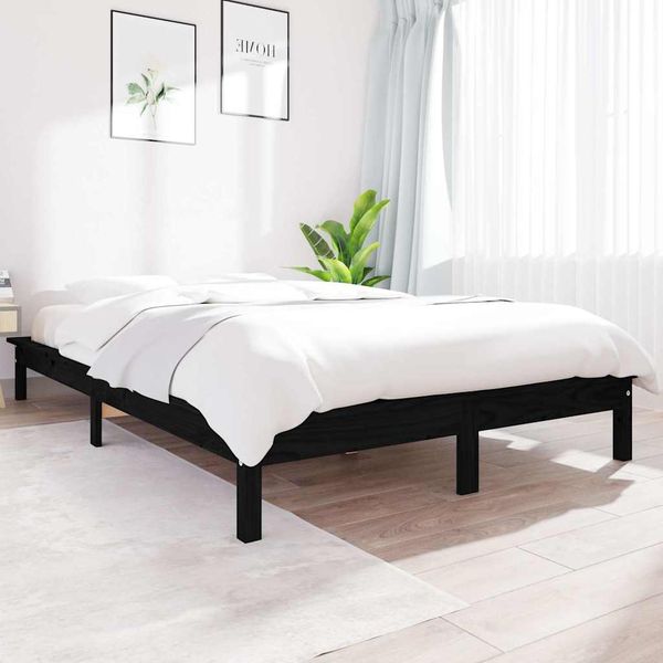 vidaXL Posteľný rám čierna borovicový masív 120x200 cm