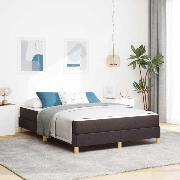 vidaXL Posteľ s pružinovým rámom Tmavohnedá 140 x 190 cm látka