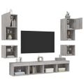 vidaXL 8-dielne TV nástenné skrinky s LED sivé sonoma kompozitné drevo