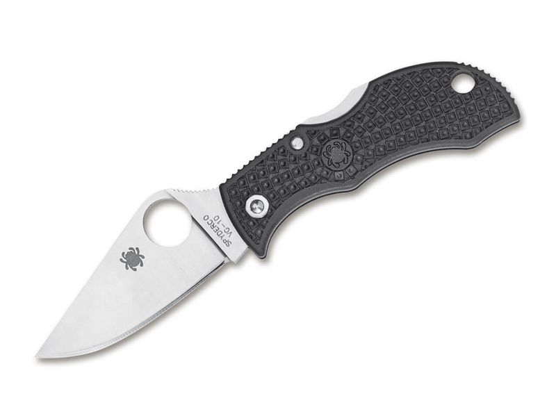 Spyderco MBKWP Manbug Wharncliffe vreckový nôž 5 cm, Satin, čierna, FRN