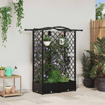 vidaXL Vyvýšený záhon s mriežkou a strechou Čierny 124 x 40 x 123 cm