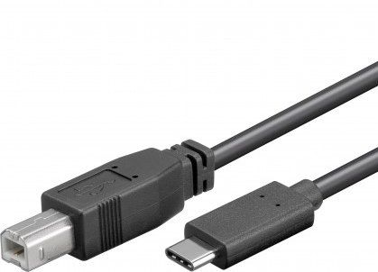 PremiumCord USB-C/male - USB 2.0 B/male, čierny,1m