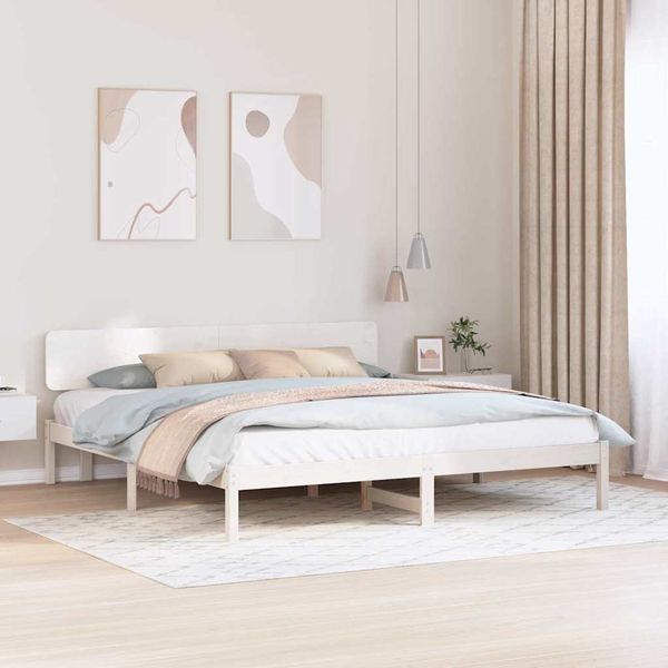 vidaXL Rám postele Biela 180 x 200 cm Masívne borovicové drevo