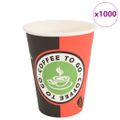 vidaXL papierové šálky na kávu 1000 ks 12oz 300ml červená a čierna
