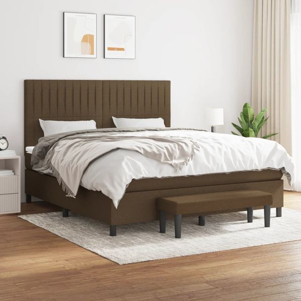 vidaXL Boxspring posteľ s matracom tmavohnedá 180x200 cm látka