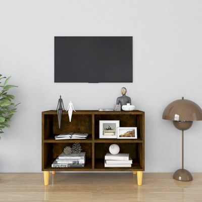 vidaXL TV skrinka, nohy z masívu, tmavý dub 69,5x30x50 cm