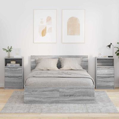 vidaXL Nočné stolíky so zásuvkou 2 pcs Sivý Sonoma 40 x 30 x 467 cm