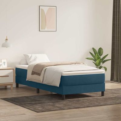 vidaXL Posteľný rám boxsping s matracom tmavomodrý 80x210 cm zamat
