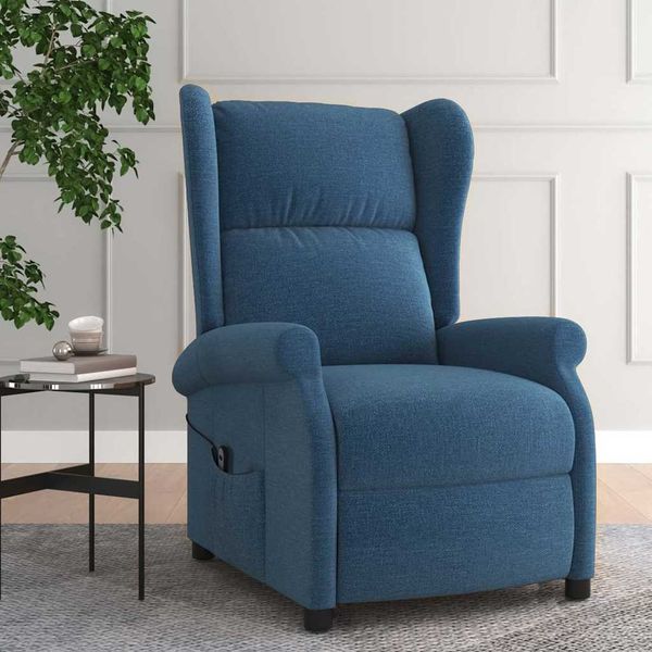 vidaXL Elektrické sklápacie kreslo wingback modré látka