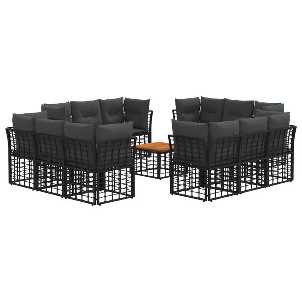 vidaXL Záhradná súprava gaučov 13 pcs Čierna a tmavošedá Polyester