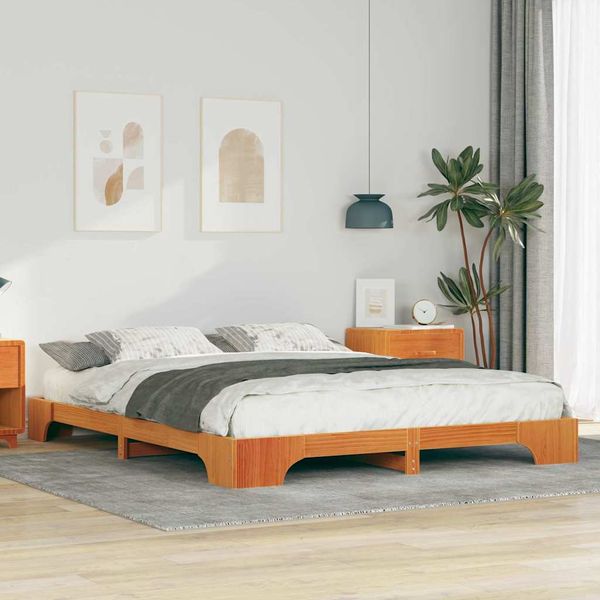 vidaXL Rám postele Hnedá 160 x 210 cm Masívne borovicové drevo