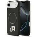 Puzdro Karl Lagerfeld Magsafe PU s hlavičkami Karl & Choupette, logom a kovovými tlačidlami fotoaparátu pre iPhone 17 Air čierne