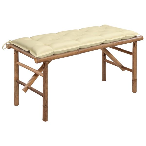 vidaXL Skladacia záhradná lavička s podložkou 118 cm bambus