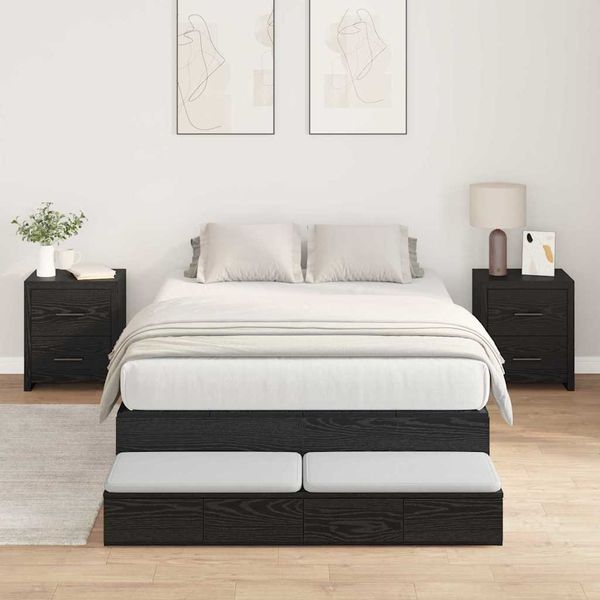 vidaXL Rám postele s úložným prostorem so zásuvkou Čierny dub 120 cm
