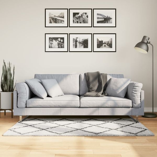 vidaXL Shaggy koberec PAMPLONA, vysoký vlas, krémovo čierny 80x150 cm