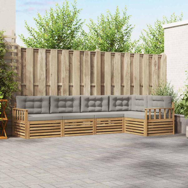 vidaXL Záhradná súprava gaučov 6 pcs Biela a svetlosivá Polyester