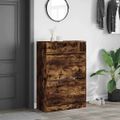 vidaXL Botník s 2 výklopnými zásuvkami dymový dub 80x34x116 cm