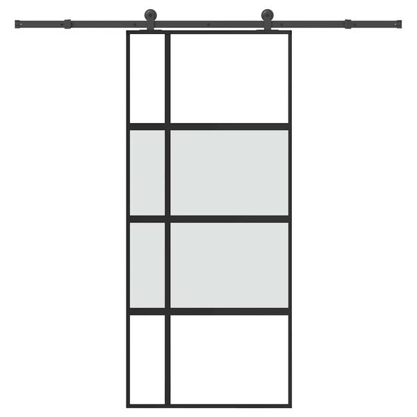 VidaXL posuvné dvere so sadou kovania 90x205 cm tvrdené sklo a hliník