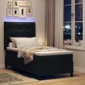 vidaXL LED box s pružinami s čelnou doskou Čierna 90 x 190 cm látka