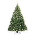 vidaXL Umelý vianočný stromček s 300 LED-i Zelená 180 cm PE a PVC