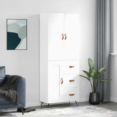 vidaXL Vysoká skrinka biela 69,5x34x180 cm spracované drevo